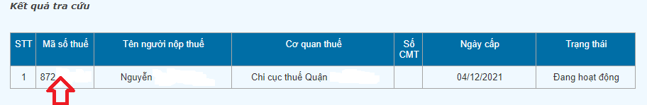 Tìm mã số thuế cá nhân bằng số CMND