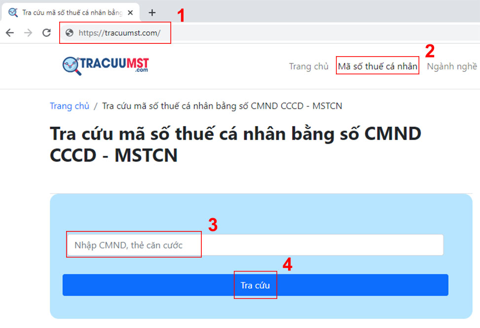 Tìm mã số thuế cá nhân bằng số CMND